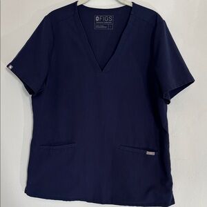 Figs Casma Three-Pocket Blue V-Neck Scrub Top